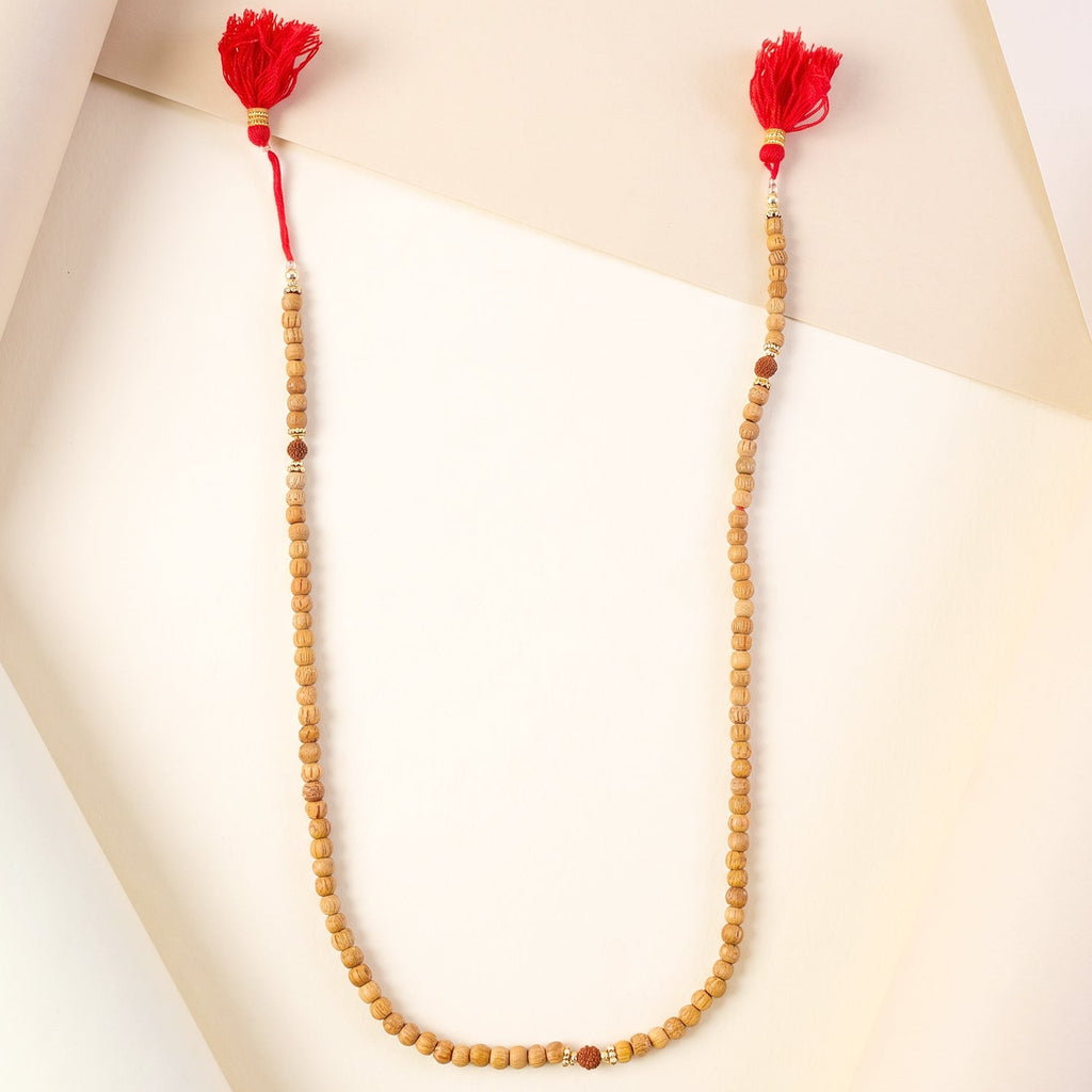 Sandalwood Mala With Rudraksha Beads Chandan Japa Mala For Puja And Wear (1 Pc)